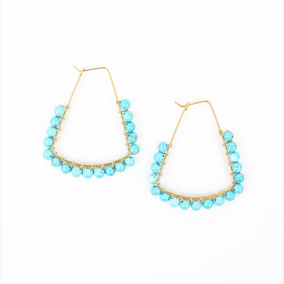 Turquoise Triangle Hoop Earrings