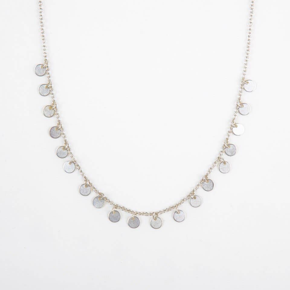 Tiny Disc Dangle Necklace: Sliver