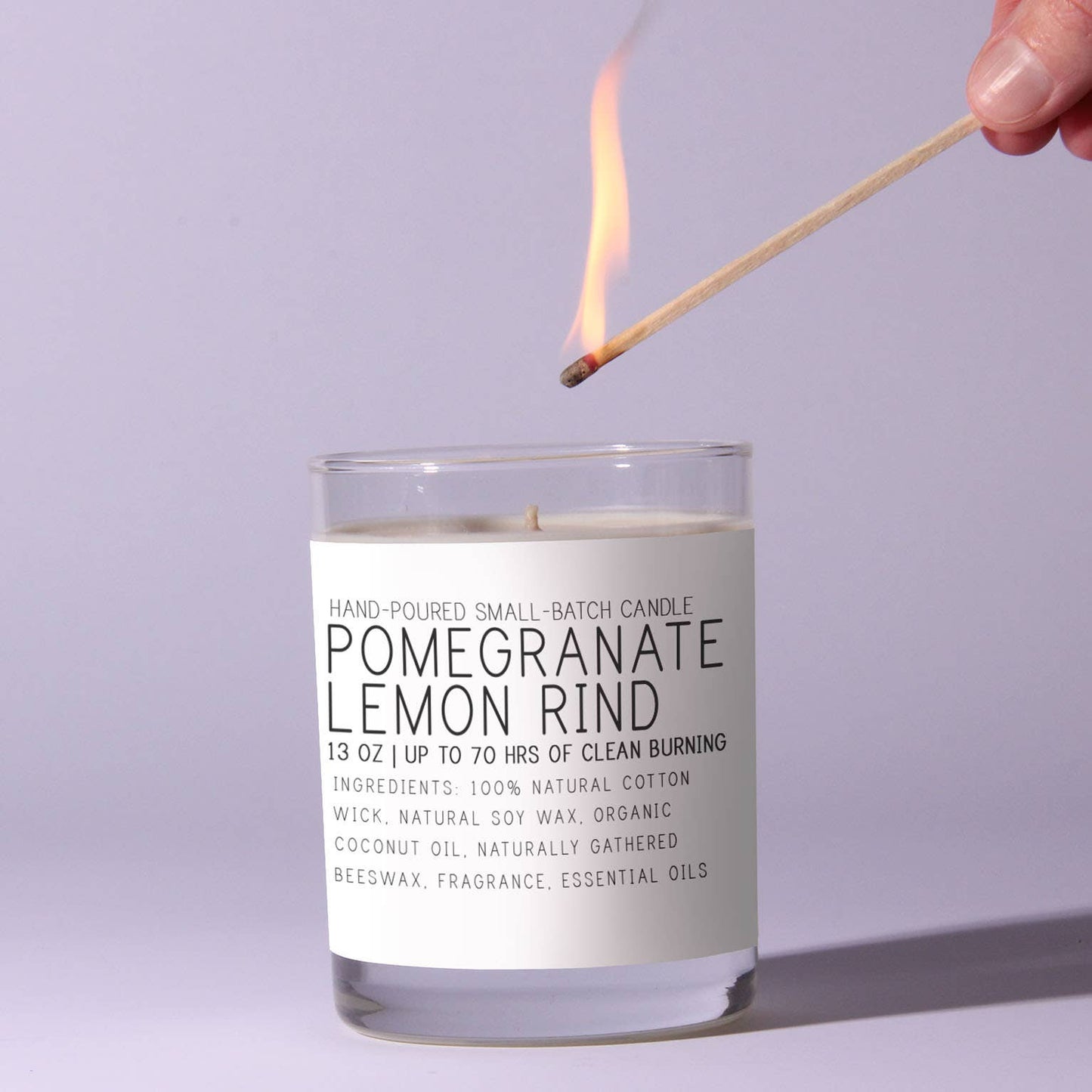 Pomegranate & Lemon Rind - Just Bee Candles: 13 oz (up to 70 hrs of clean burning)