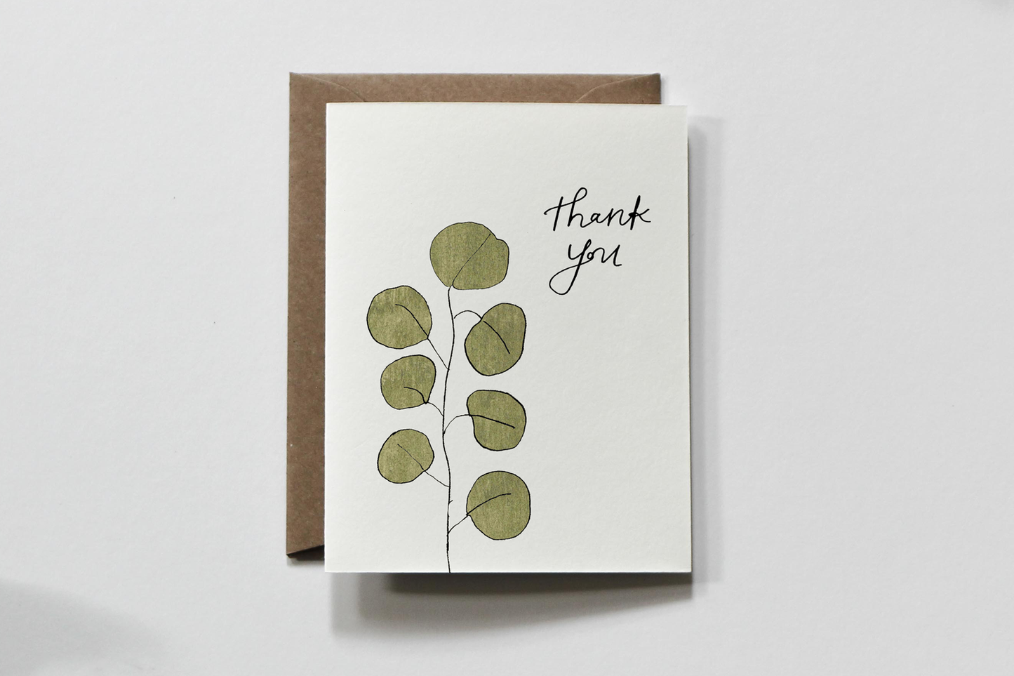 Thank you Greeting Card-Green leaves