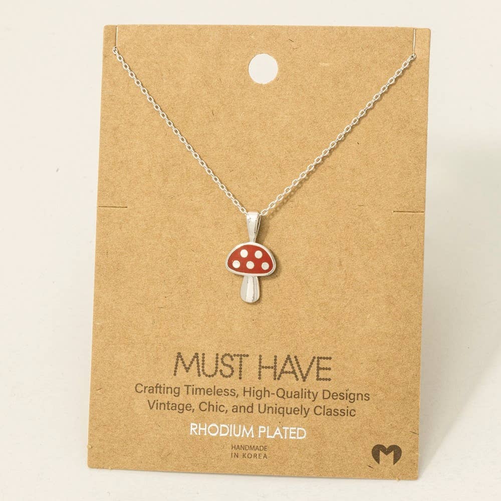 Gold Dipped Red Mushroom Pendant Dainty Necklace: S