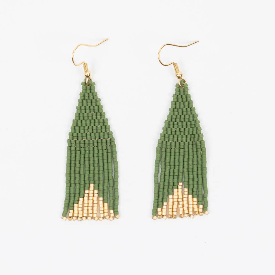 Delica Triangle with Gold Earrings: Olive