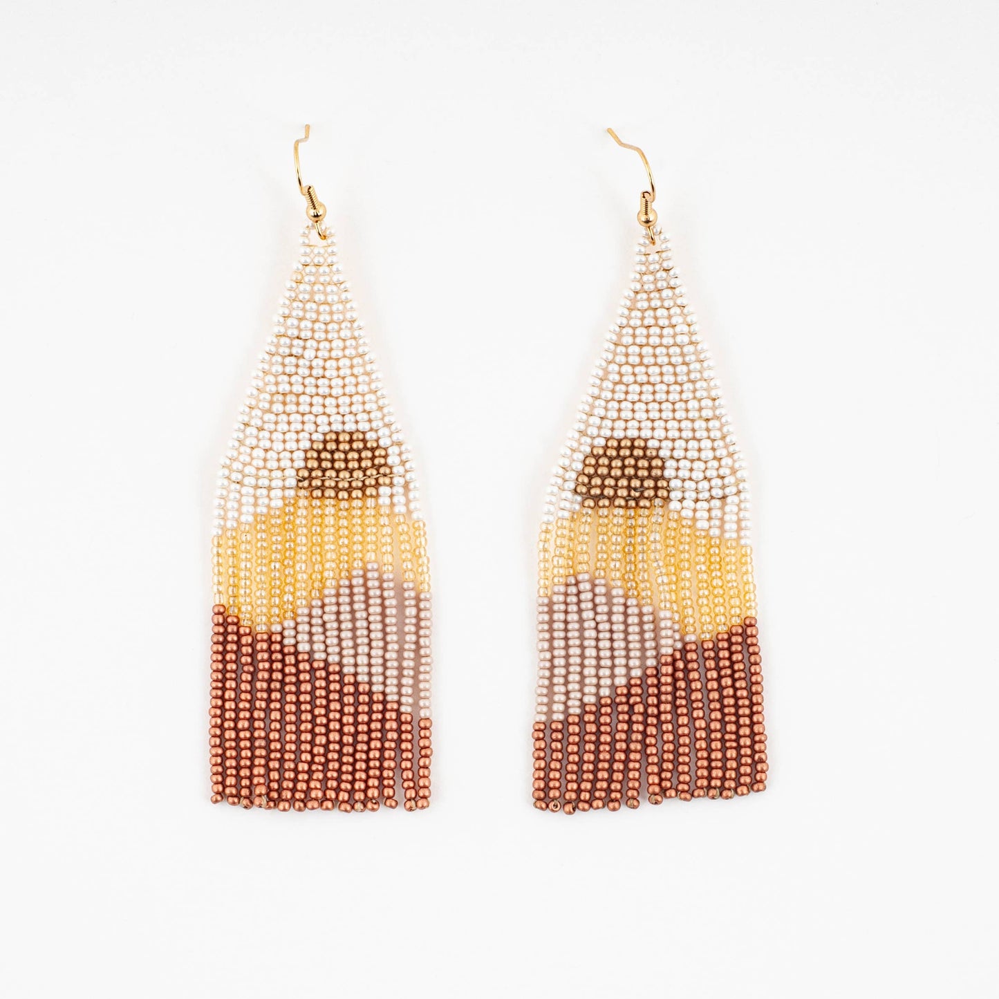 Vista Beaded Fringe Earring: Lemon cream