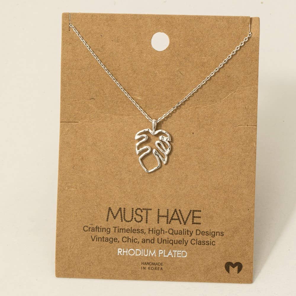 Monstera Cutout Pendant Necklace: S