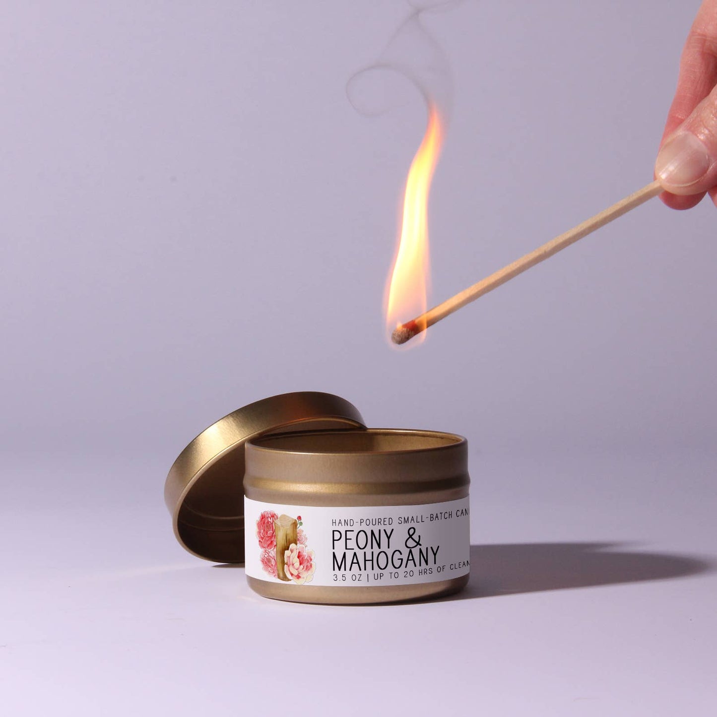 Peony & Mahogany - Just Bee Candle: 13 oz (up to 70 hrs of clean burning)