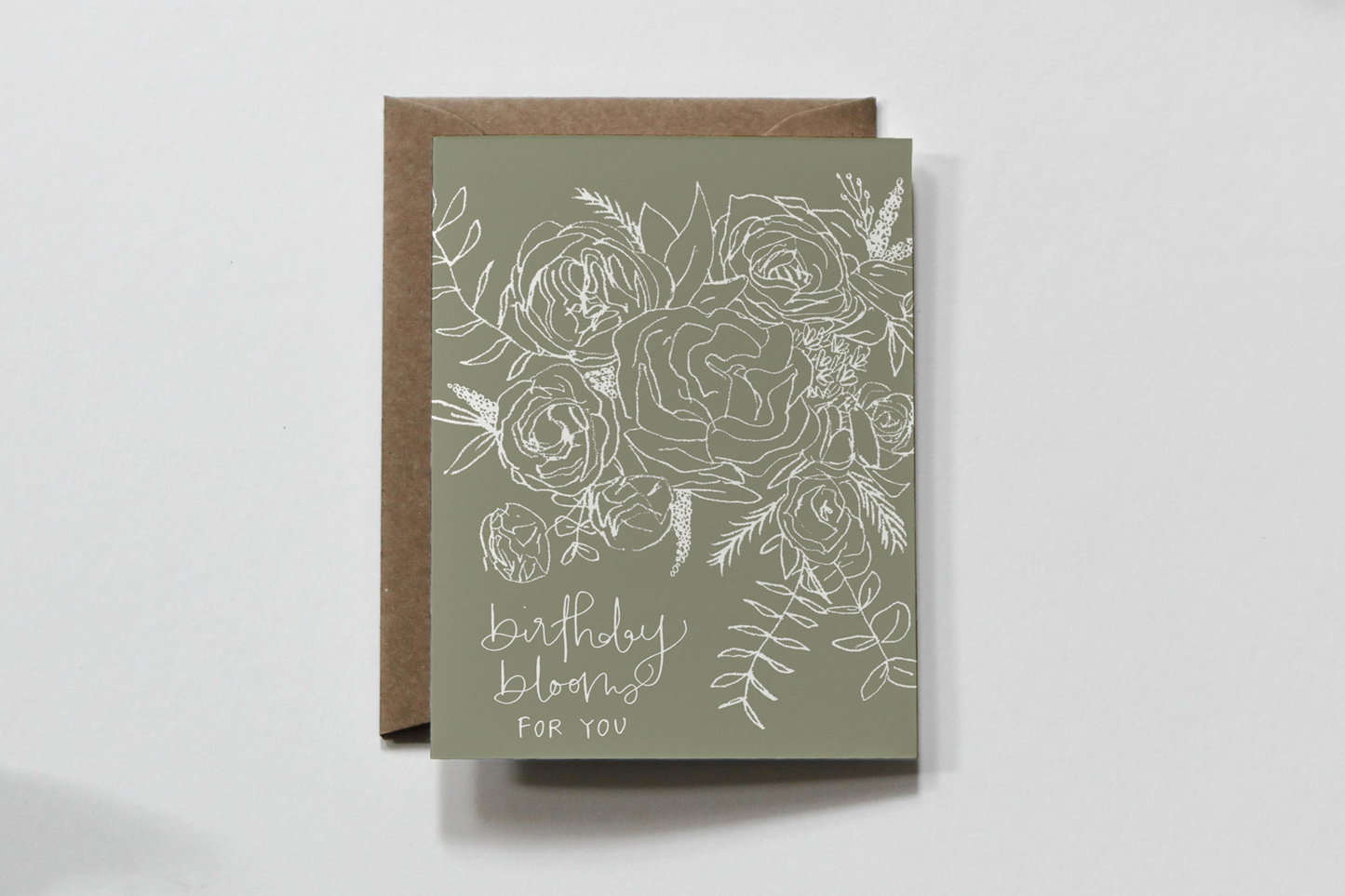 Birthday Blooms Greeting Card Green