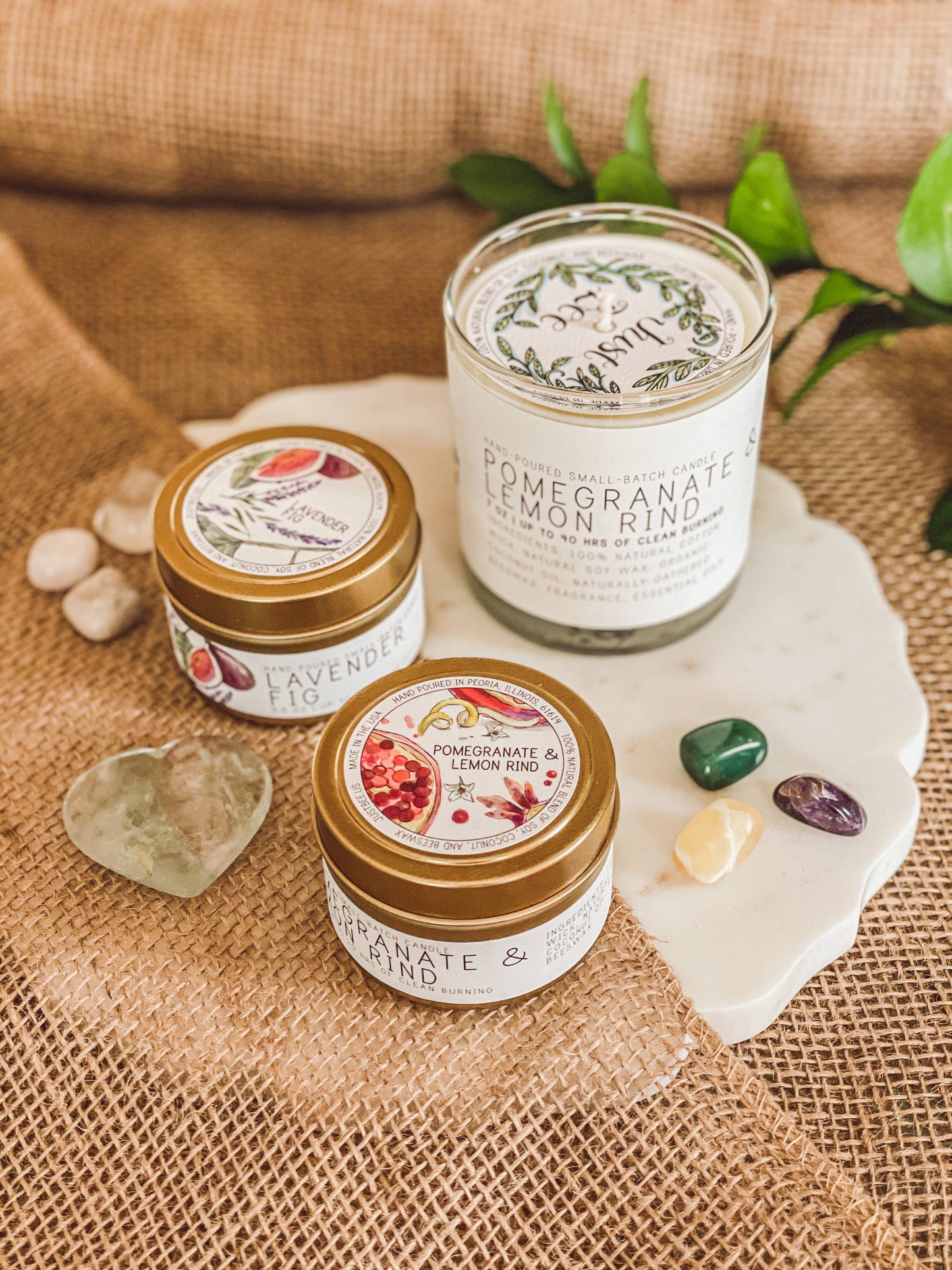 Pomegranate & Lemon Rind - Just Bee Candles: 13 oz (up to 70 hrs of clean burning)