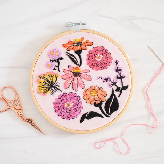Zinnia Flower Embroidery Kit