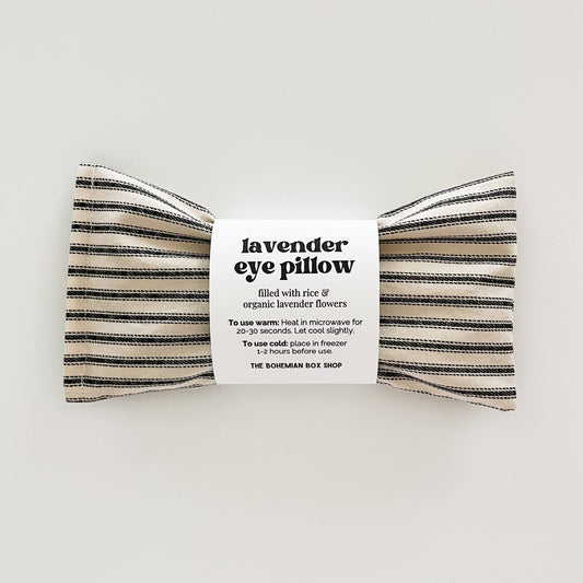 Lavender Eye Pillow - Ivory and Black Stripes