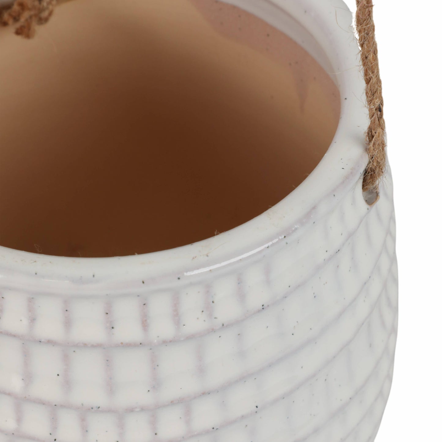 Ivory Ceramic textured Hanging Pot