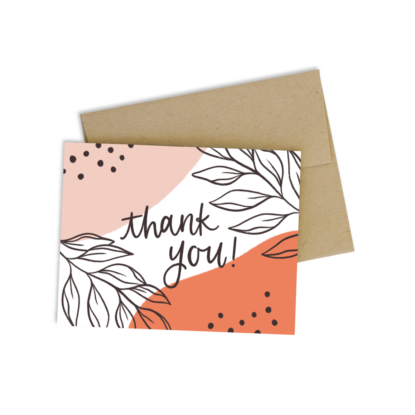 Pink Leaves Thank You Greeting Card