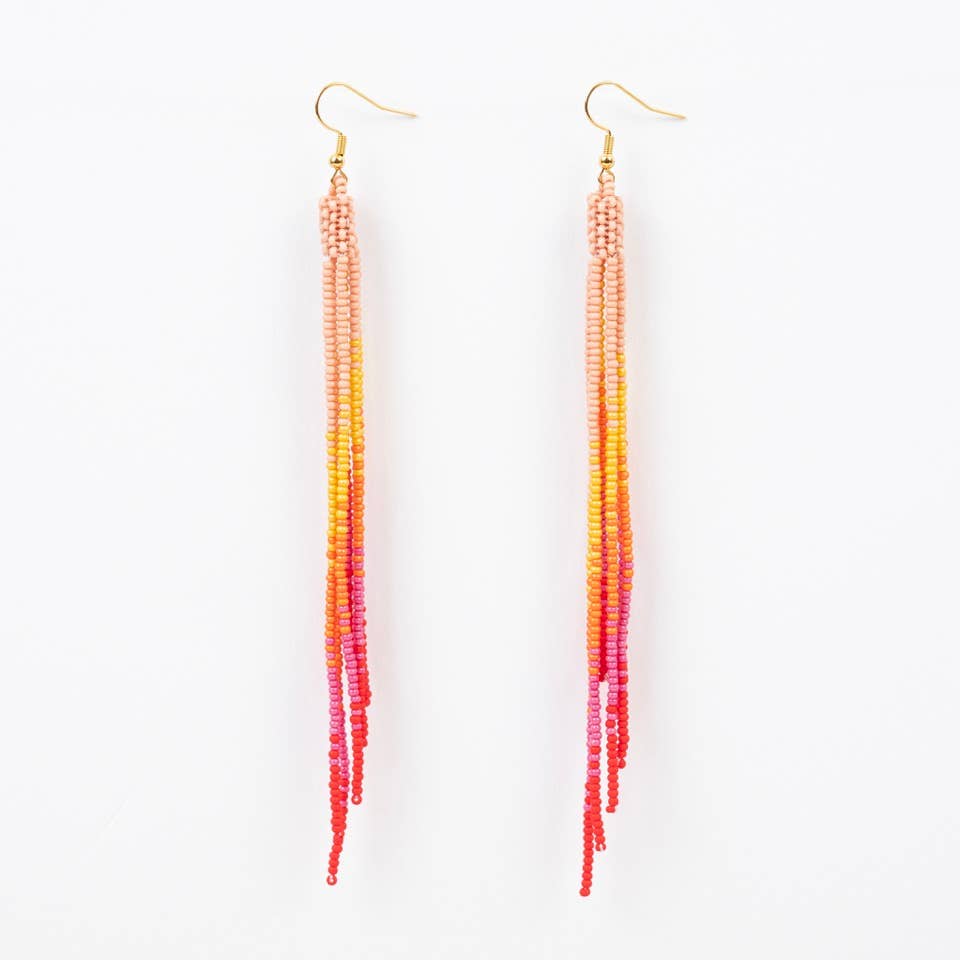 Ombre Fringe Duster Earrings: Fuschia Flame
