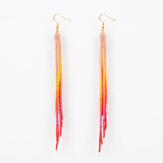 Ombre Fringe Duster Earrings: Fuschia Flame