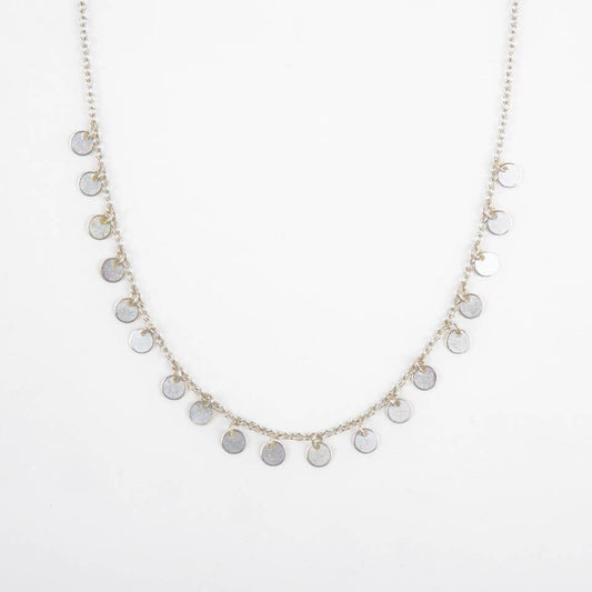 Tiny Disc Dangle Necklace: Sliver