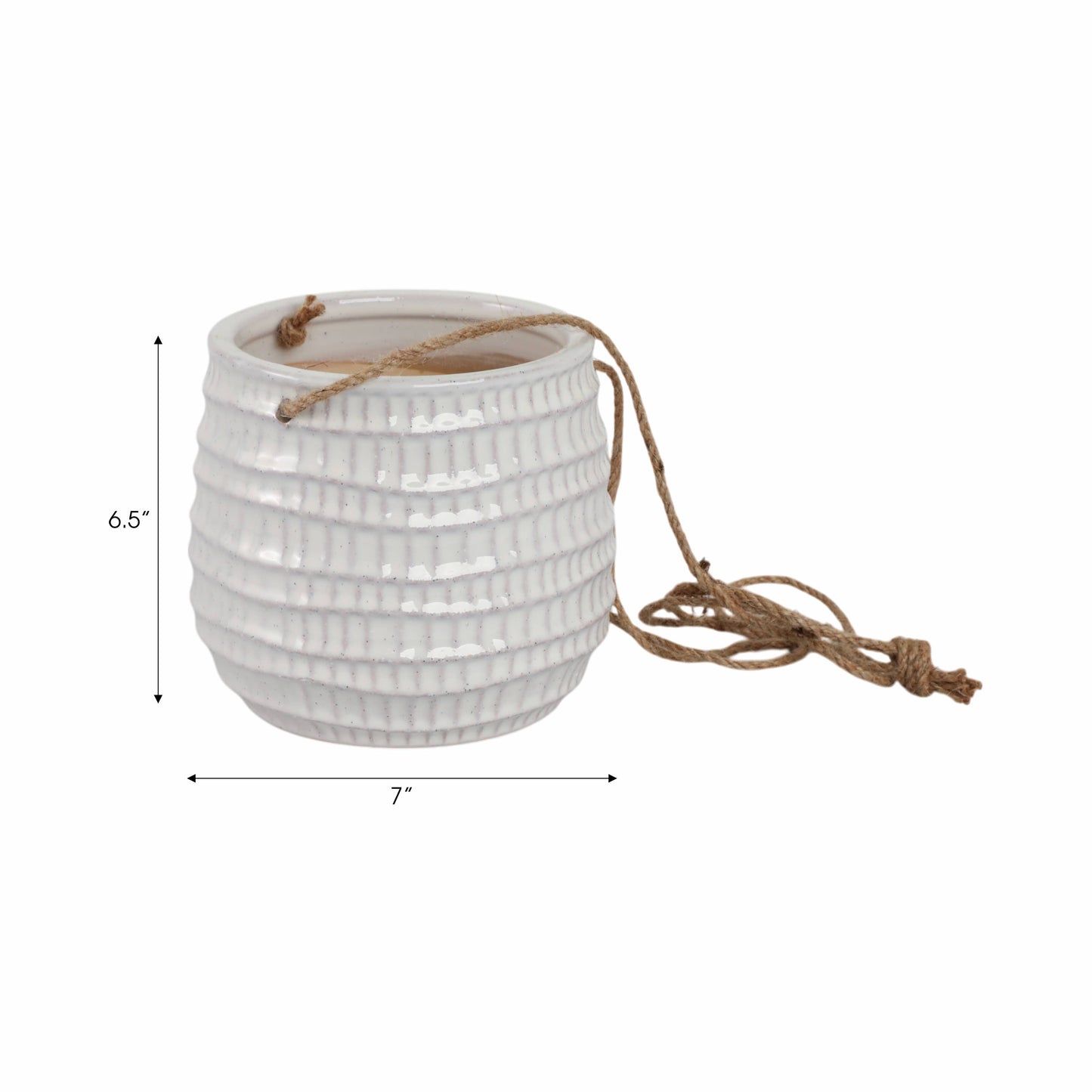 Ivory Ceramic textured Hanging Pot