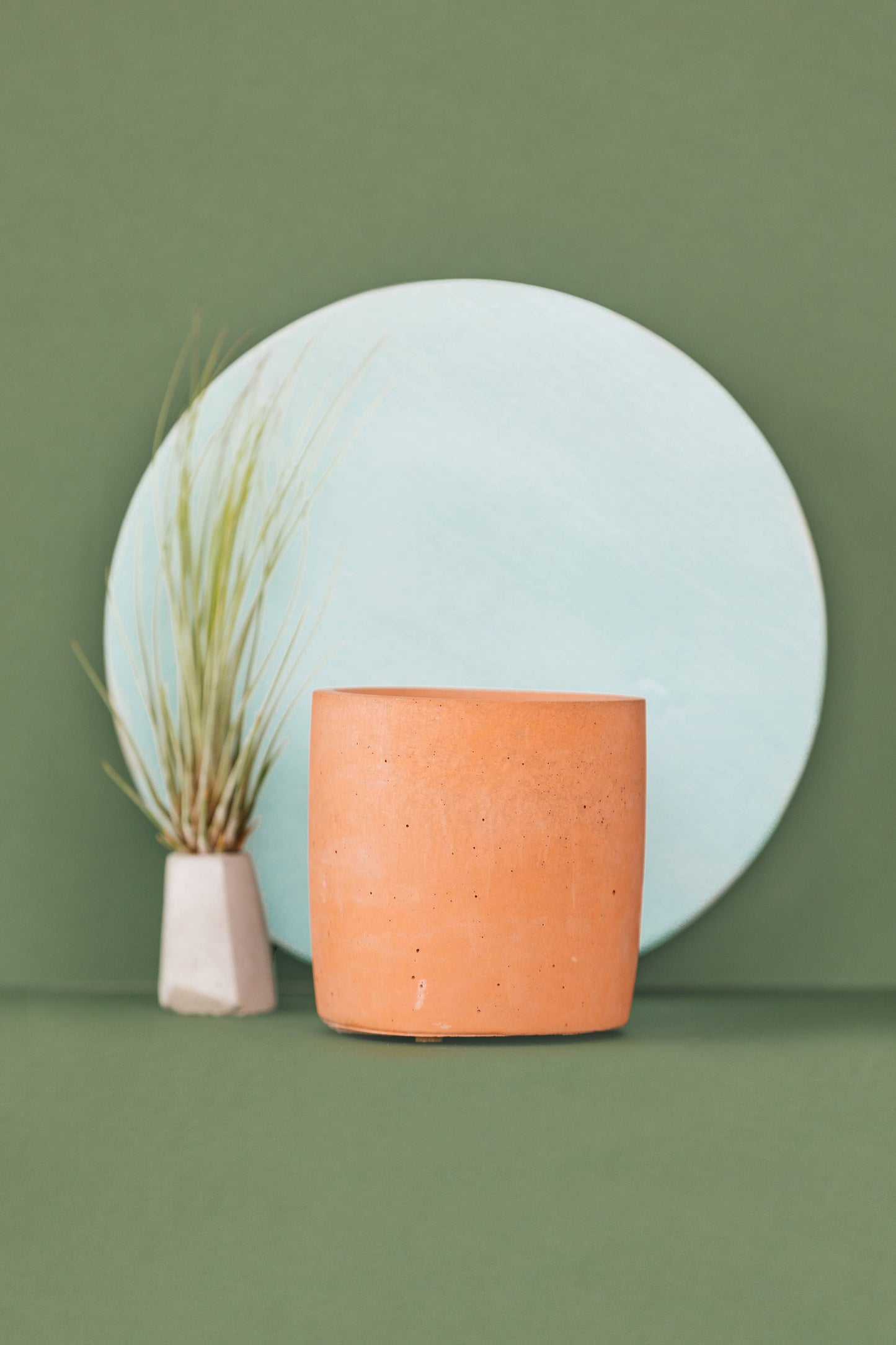 Round Concrete Planter Terracotta