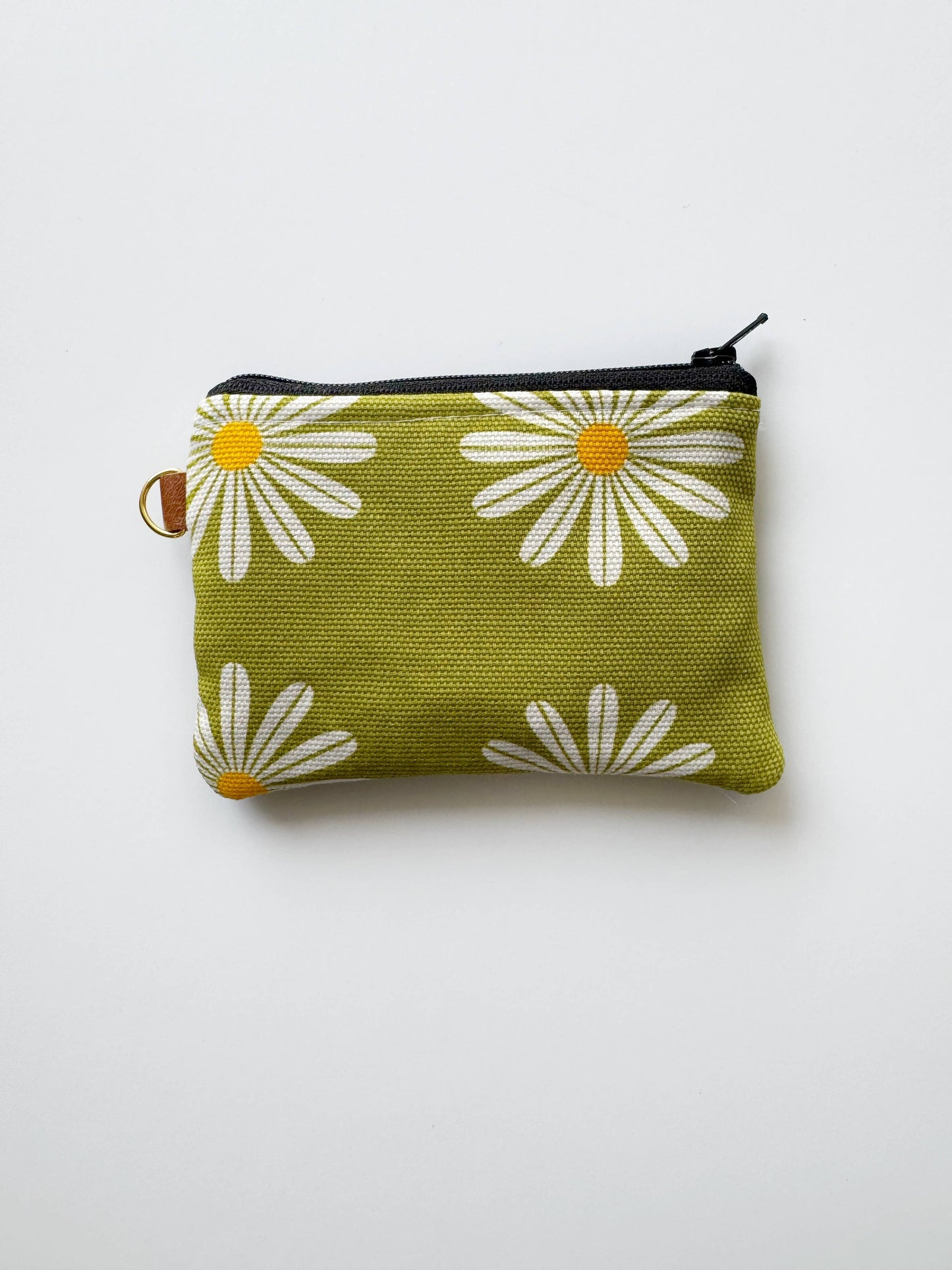 Olive Green Daisy Coin Pouch