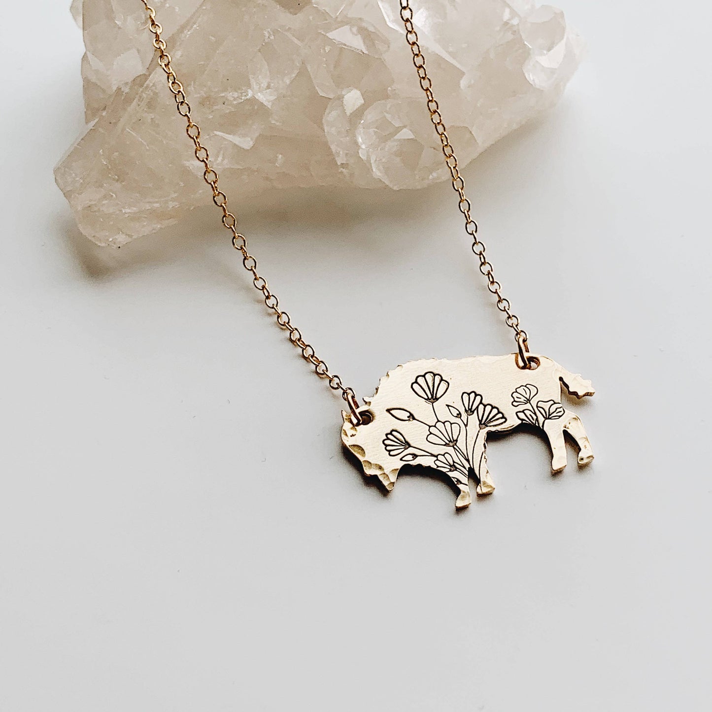 Wildflower Bison Necklace NuGold