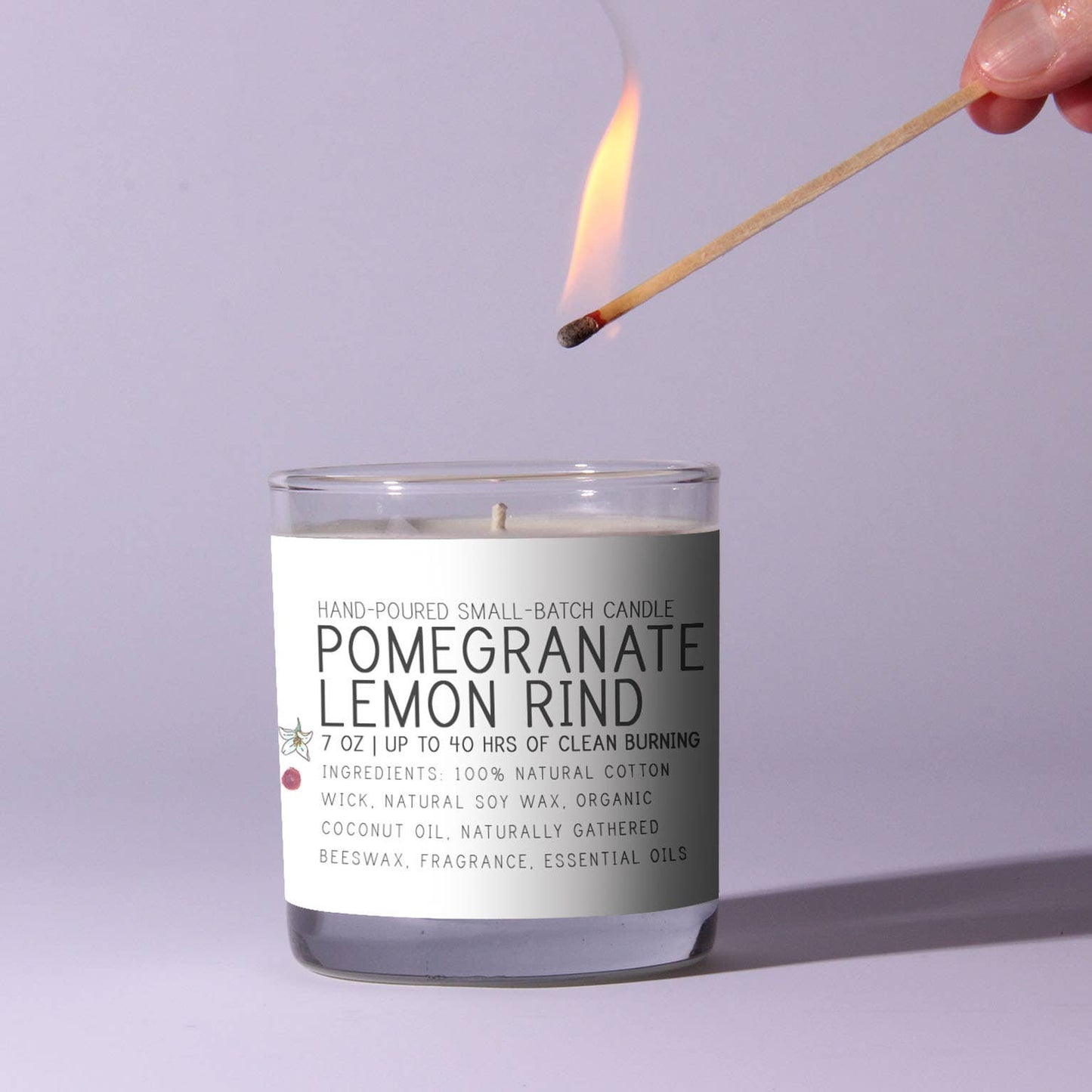 Pomegranate & Lemon Rind - Just Bee Candles: 13 oz (up to 70 hrs of clean burning)