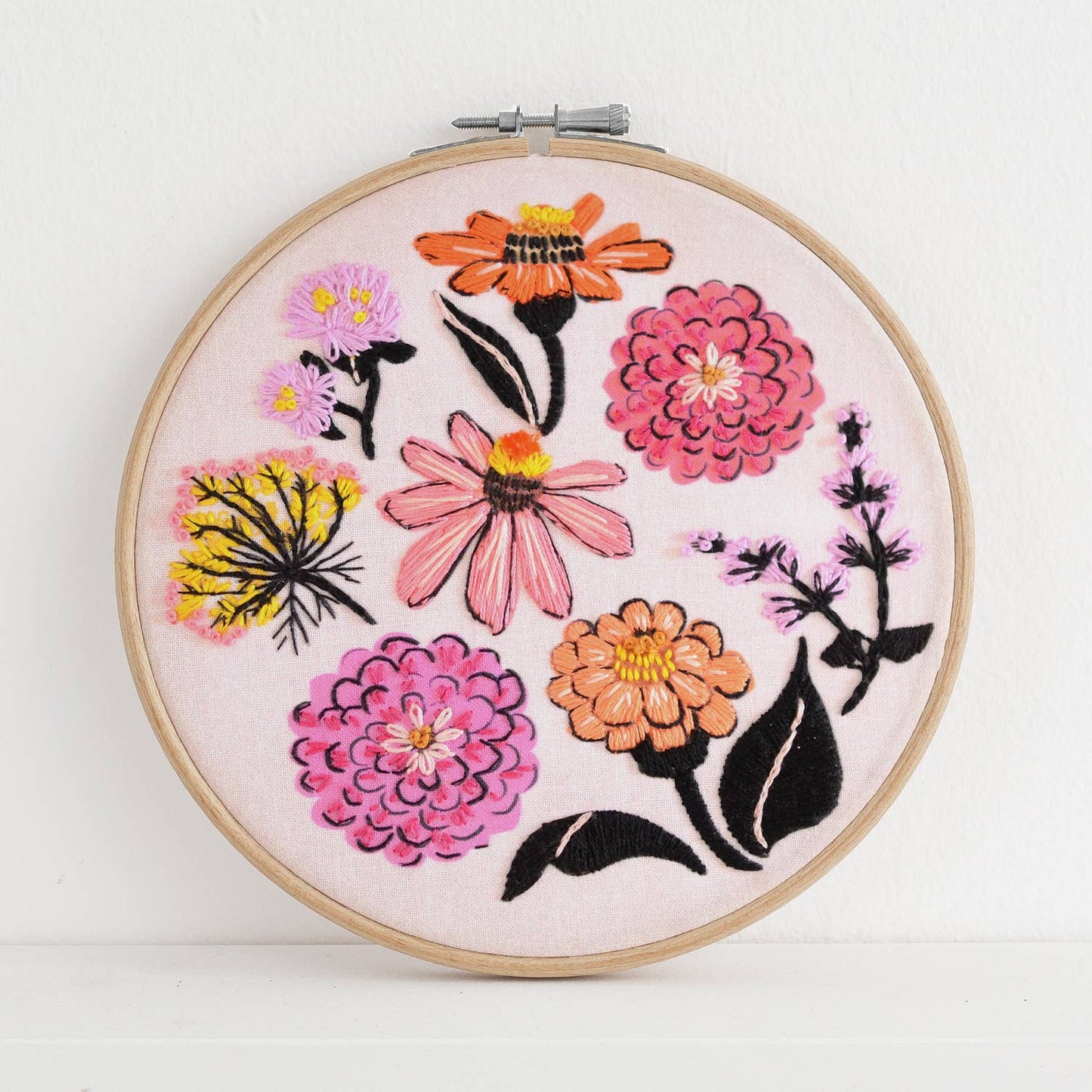 Zinnia Flower Embroidery Kit