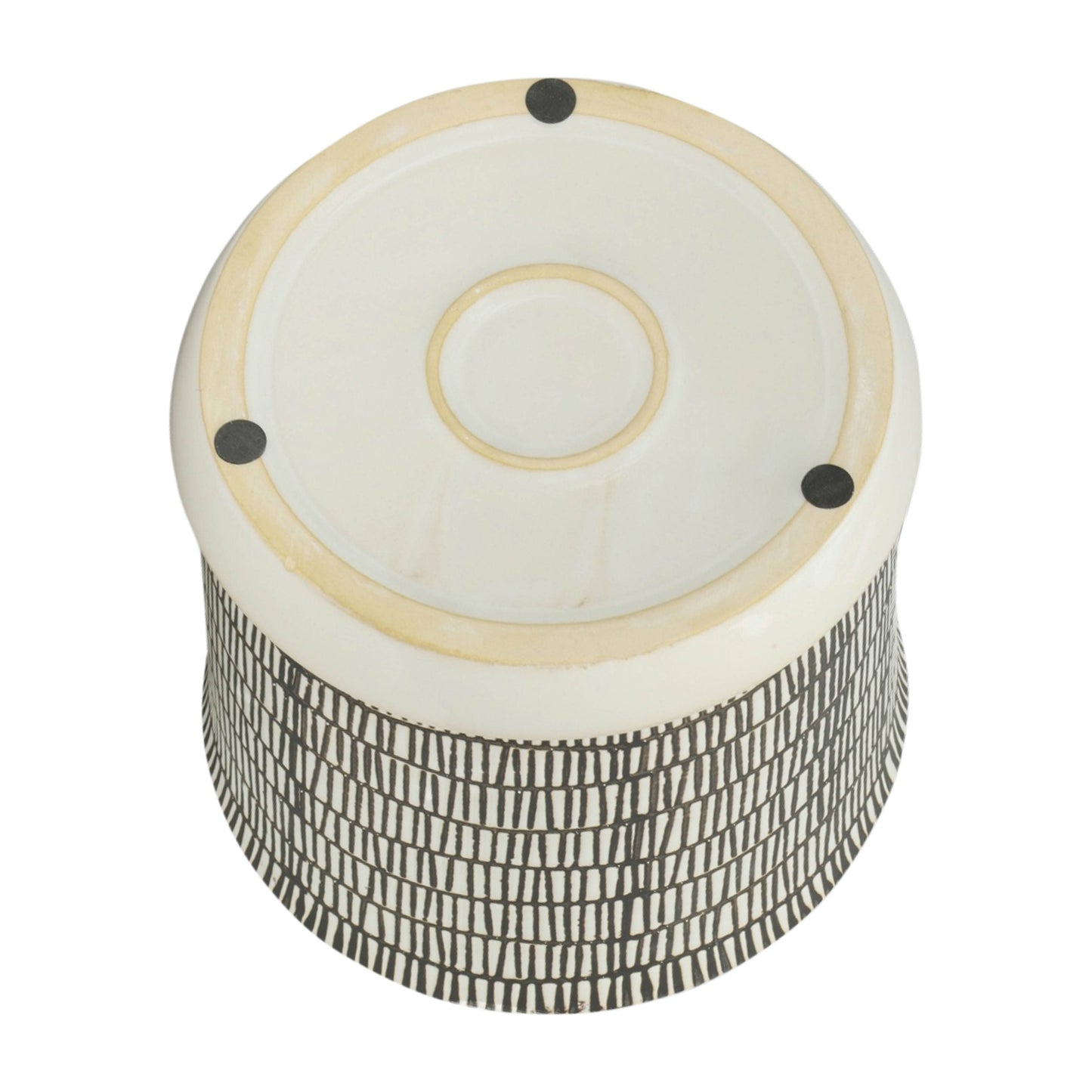 Ivory Pot with Black Lines