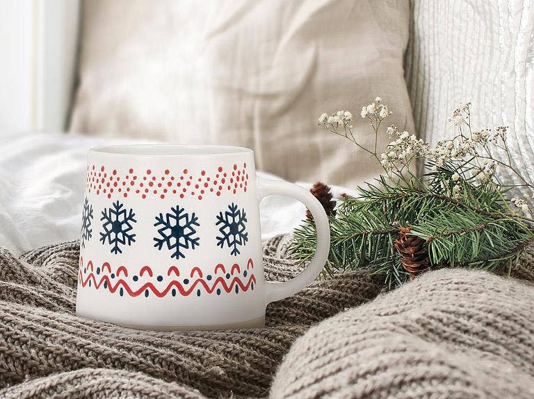 Wide Base Mug with Nordic Pattern