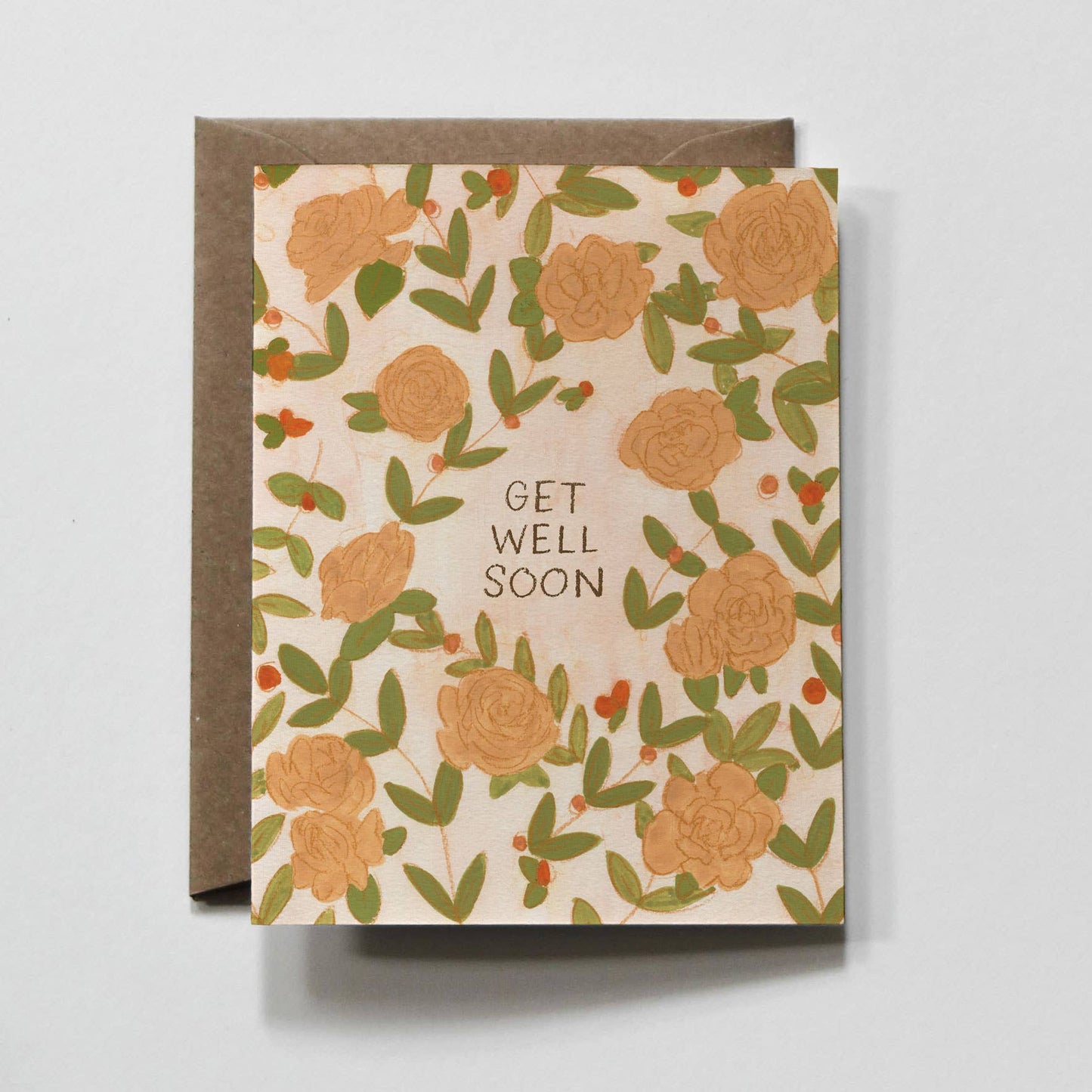 Get Well Soon Greeting Card Orange Flowers