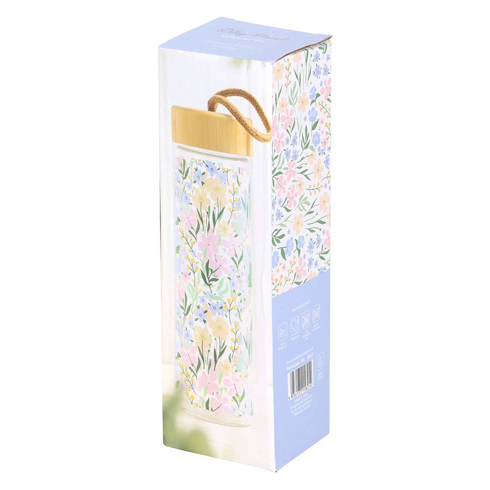 Floral Glass Water Bottle