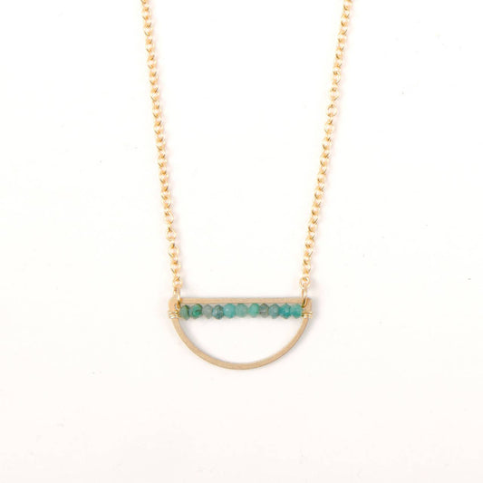 Chrysocolla Rondell Half Moon Necklace