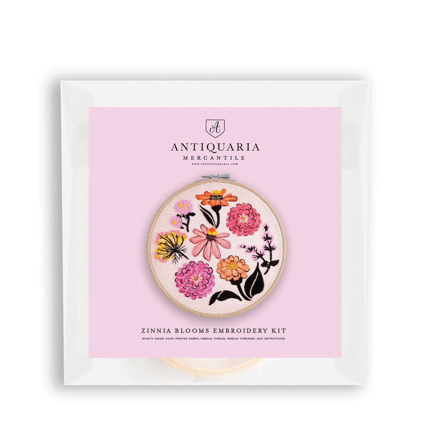 Zinnia Flower Embroidery Kit
