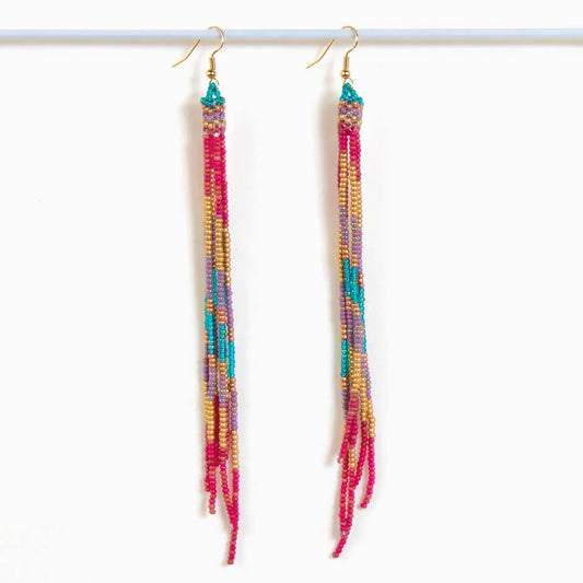 Beaded Fringe Duster Earrings: Moroccan