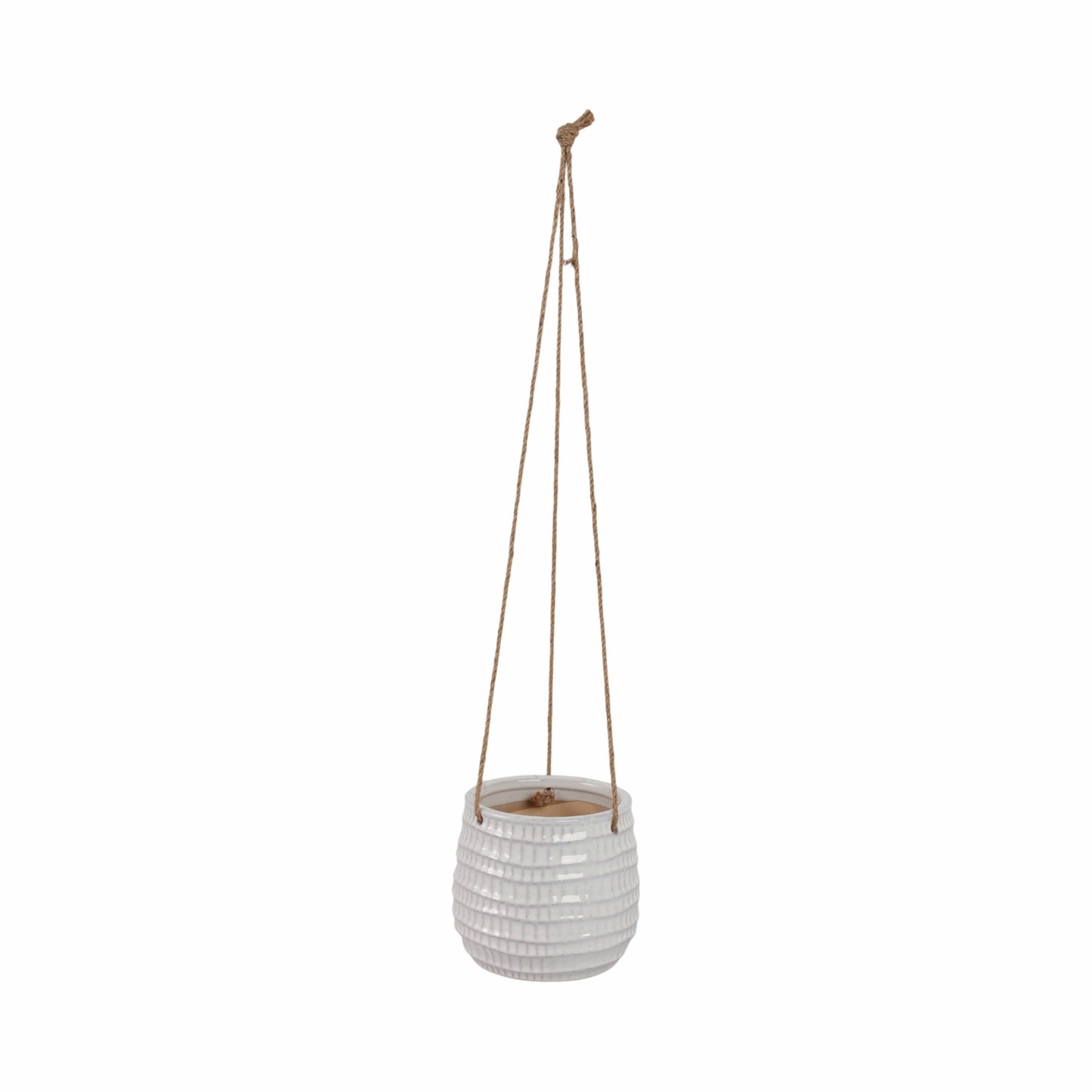 Ivory Ceramic textured Hanging Pot