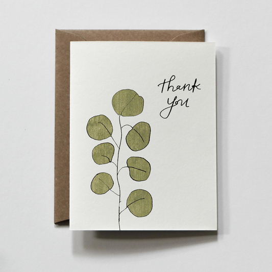 Thank you Greeting Card-Green leaves