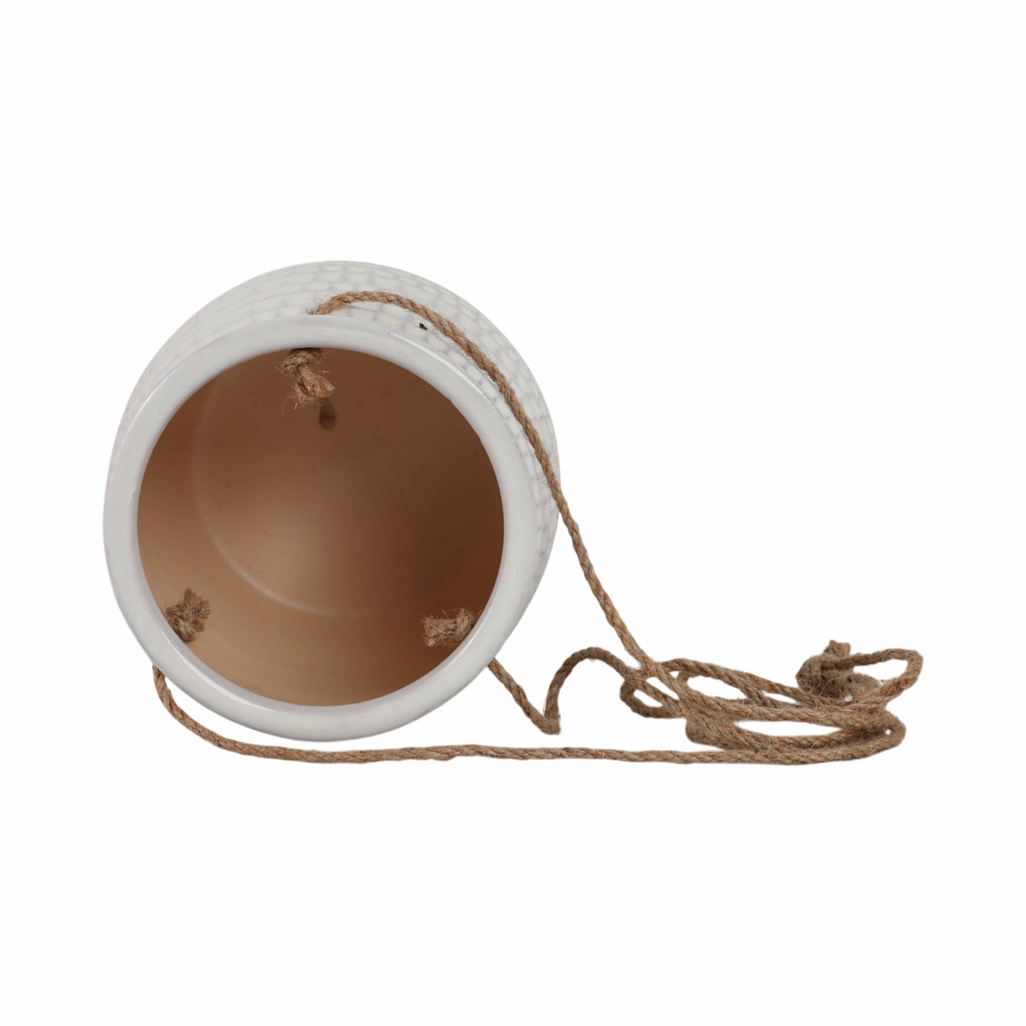 Ivory Ceramic textured Hanging Pot