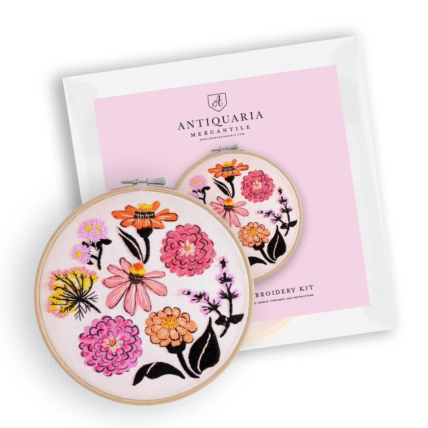 Zinnia Flower Embroidery Kit
