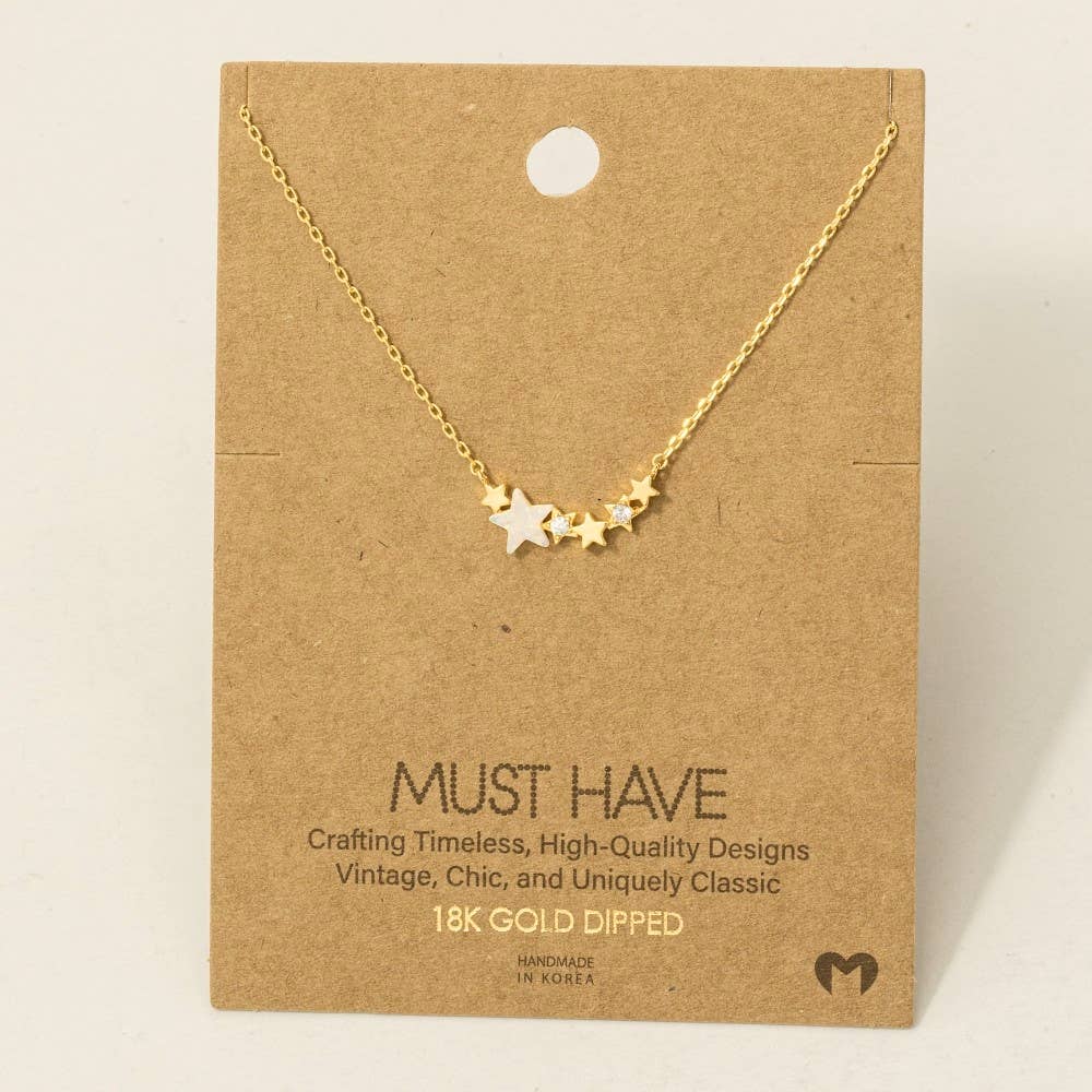 Dainty Multi Star Charm Necklace: G