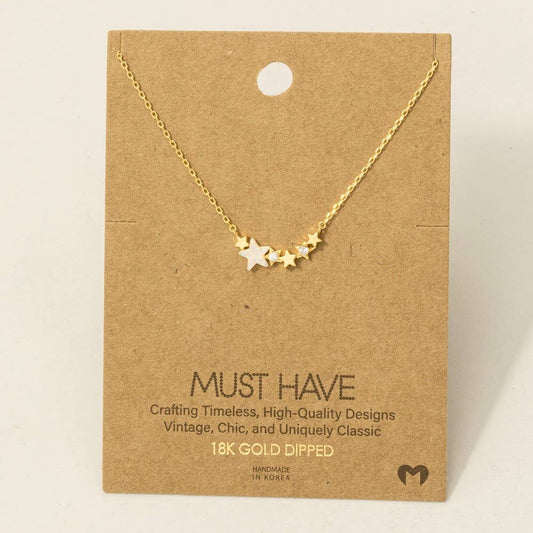 Dainty Multi Star Charm Necklace: G