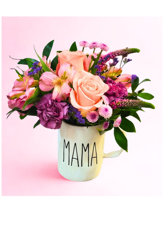 "Mama" Mug Flower Arrangement