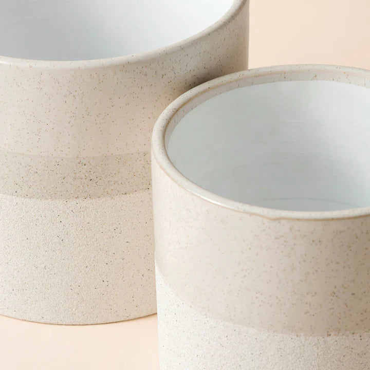 Vista White Textured Glaze Pot-Small 5.3"