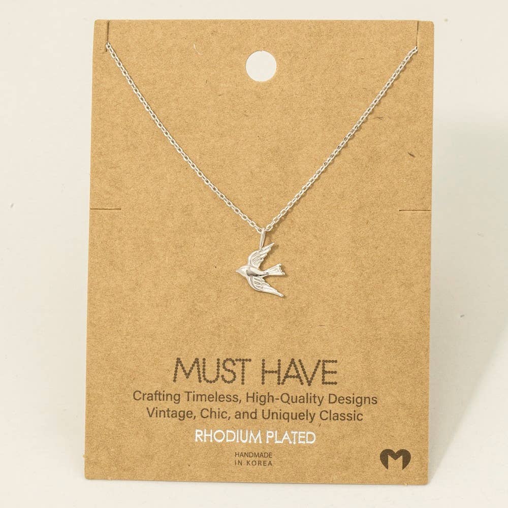 Gold Dipped Flying Bird Pendant Necklace: S