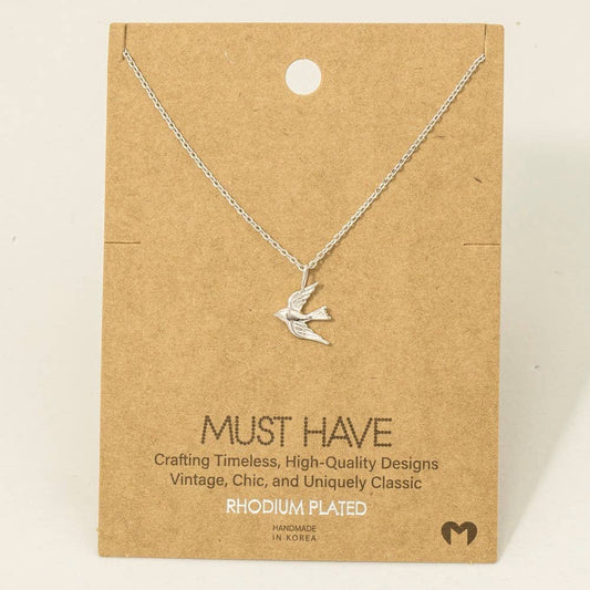 Gold Dipped Flying Bird Pendant Necklace: S