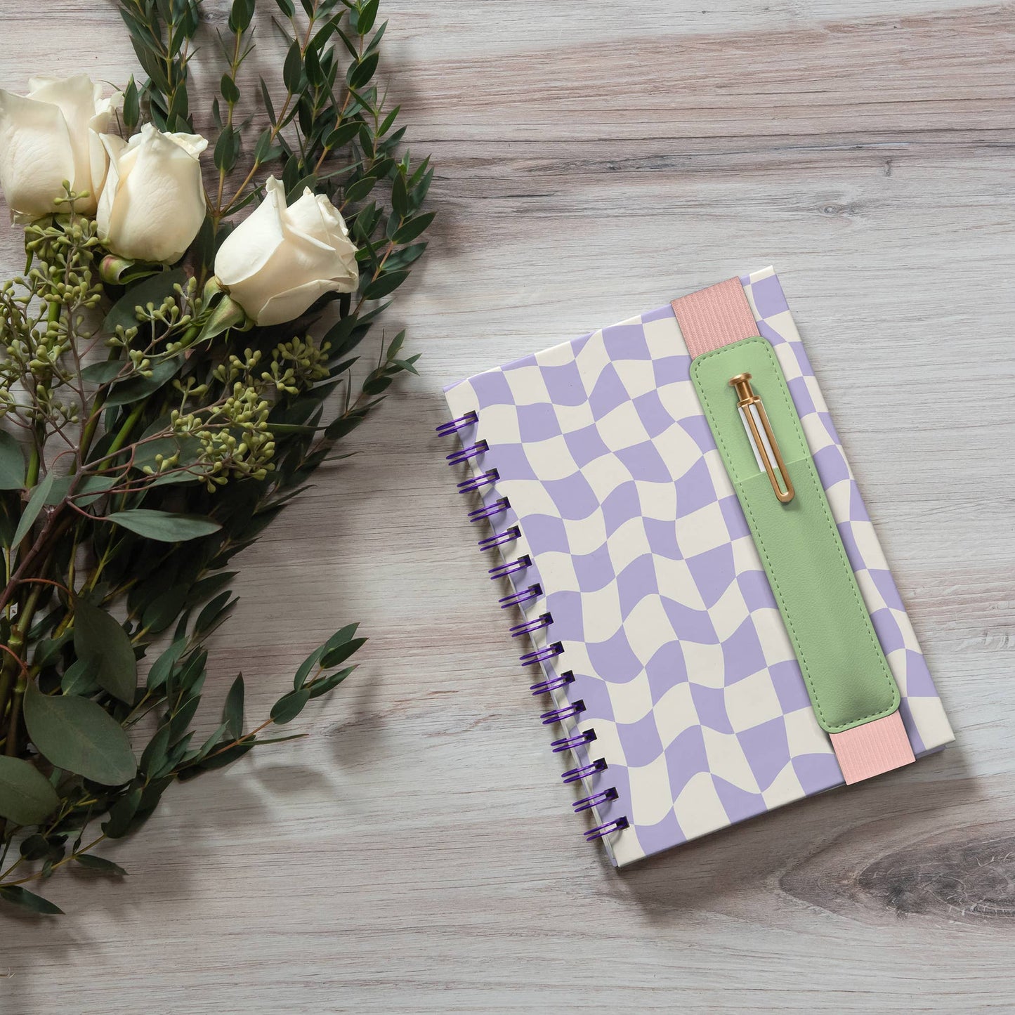 Checkered Notebook with Pen Pocket