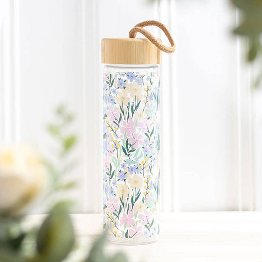 Floral Glass Water Bottle