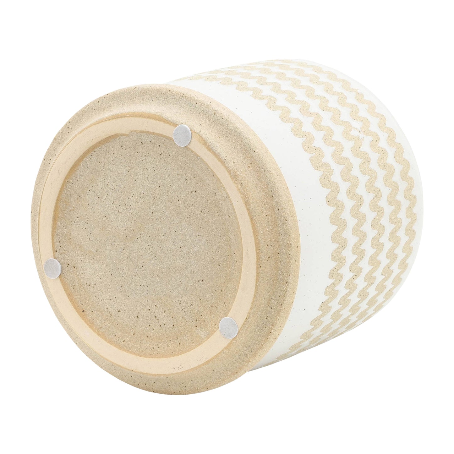 Ceramic White with Tan Zigzags Pot