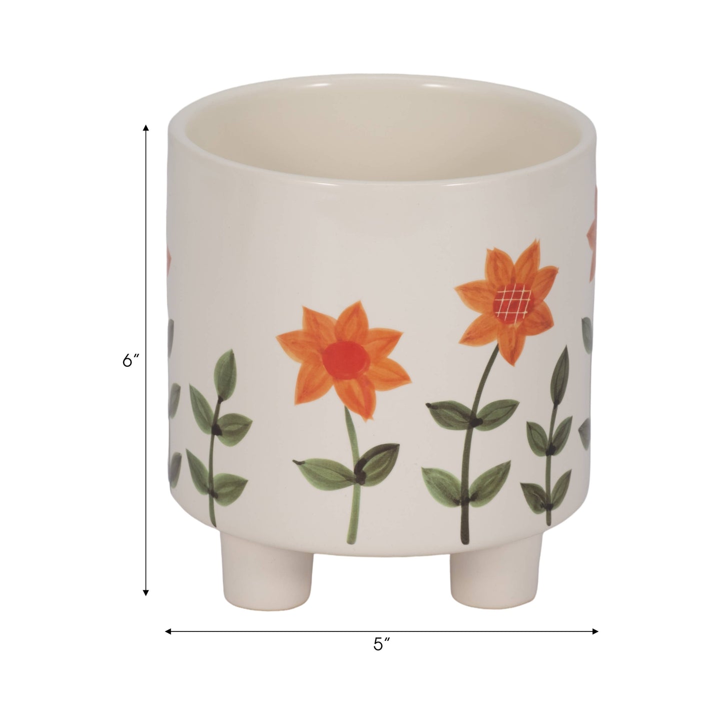 White Footed Hand Painted Planter-6"