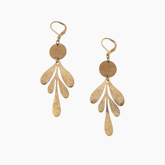Graphic Leaf Earrings: Gold