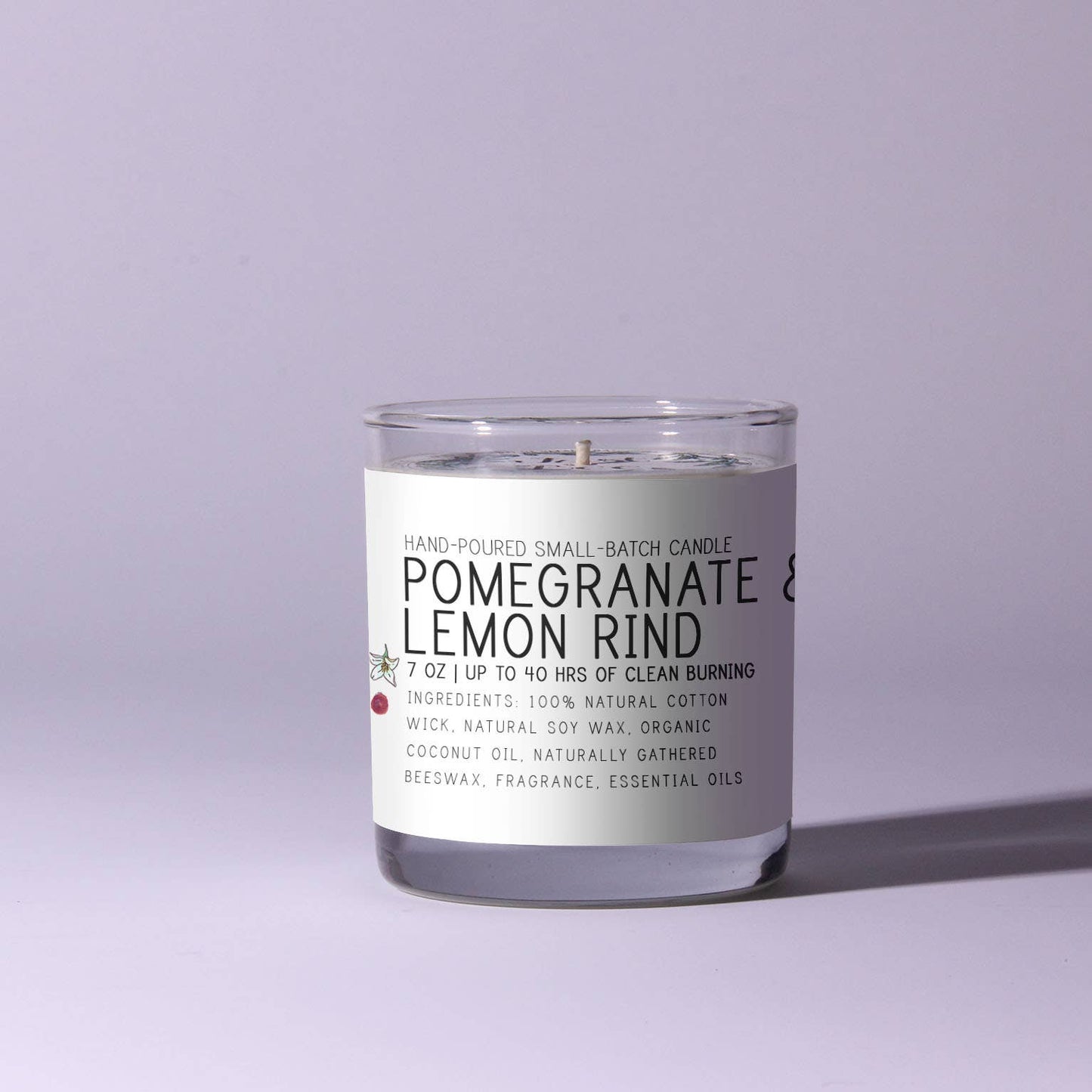 Pomegranate & Lemon Rind - Just Bee Candles: 13 oz (up to 70 hrs of clean burning)