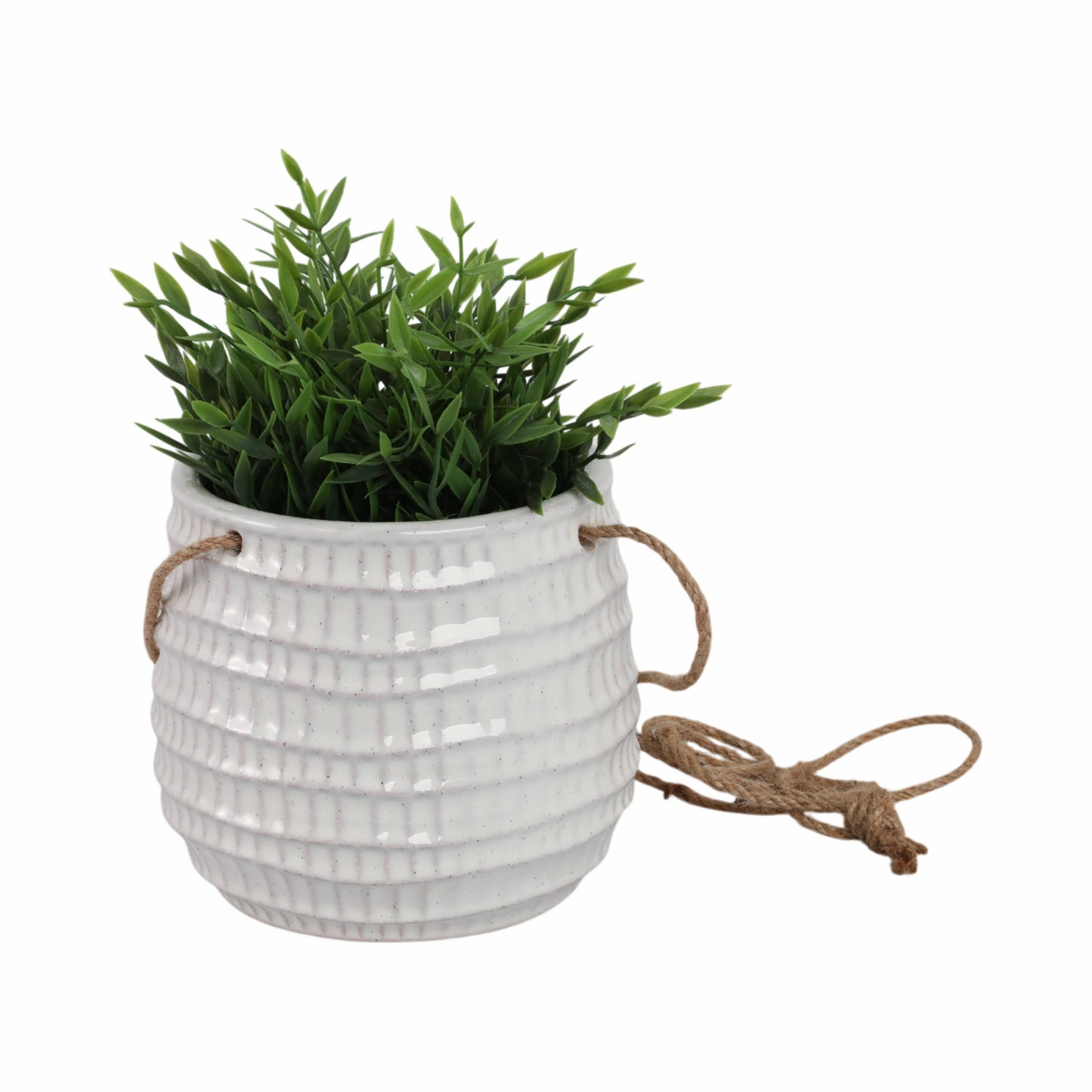 Ivory Ceramic textured Hanging Pot