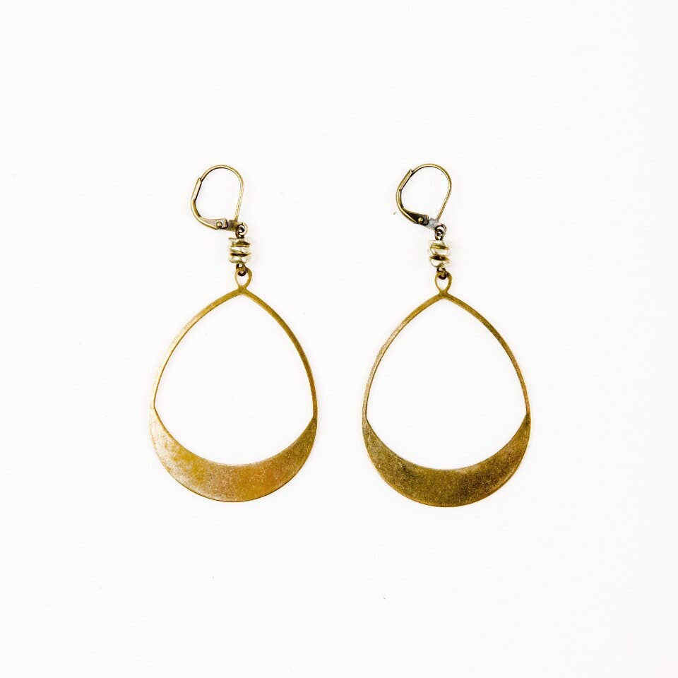 Large Teardrop Earrings: Brass