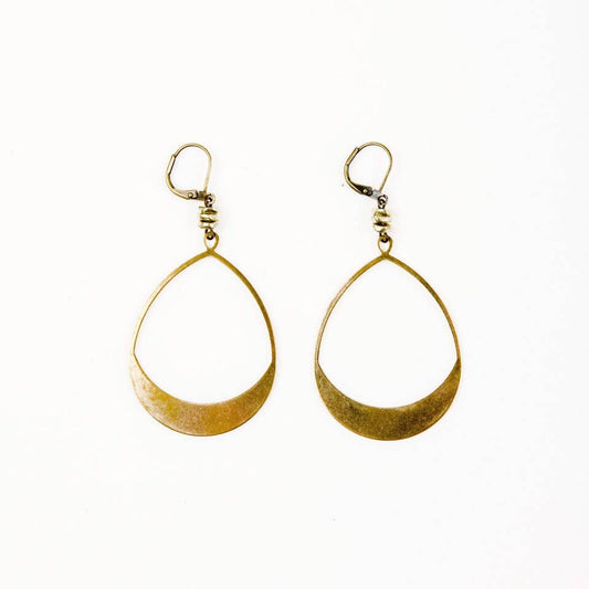 Large Teardrop Earrings: Brass